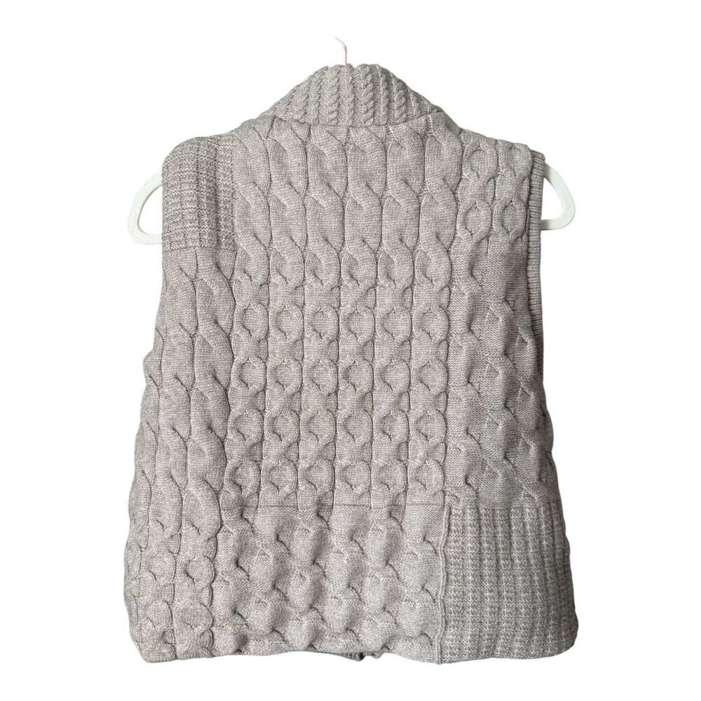 Joie Women’s Tan Cable Knit Zip-Up Reversable Viscose Vest Size Medium - Picture 5 of 7